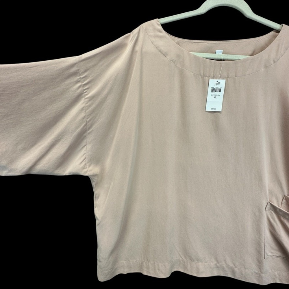 NWT J Jill PureJill Womens XL Top Light Peach Pink Boat Neck Career Boxy - Picture 6 of 9